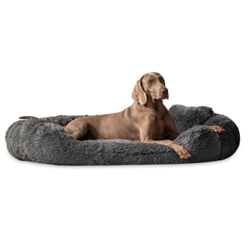 tierlando® Orthopädisches Hundebett Pamela Shaggy – kuschelig, flauschig, waschbar, herausnehmbar Langer Plüsch, Langflor Größe: 175x115cm | Farbe: 02 Graphit von tierlando