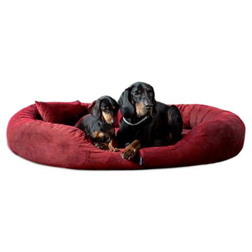tierlando® Orthopädisches Hundebett Sammy | High-Tech-Velours | Dicke Umrandung | L - XXXXL Hundesofa Bordeaux Gr. XXL 140 cm von tierlando