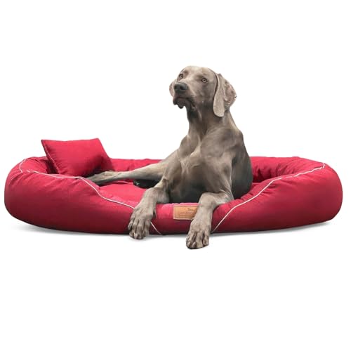 tierlando® Orthopädisches Hundebett Tiffany Couture XL XXL - Elegantes Hundesofa für große Hunde – Waschbarer Bezug - Memory Foam Matratze - Meliertes Design - Größe: 145x105 cm Farbe: 04 Dunkelrot von tierlando