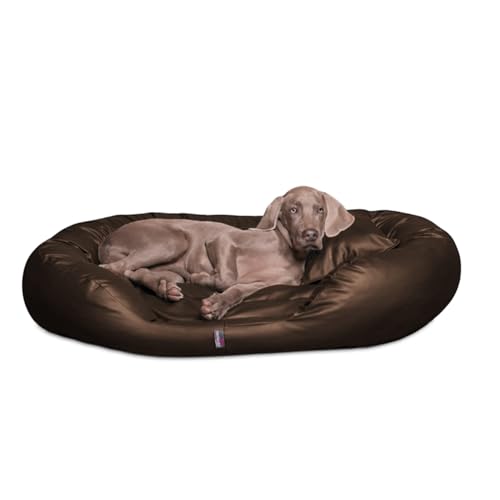tierlando® Philip Hundebett aus edlem Kunstleder mit bequemer 4-Kammer-Matratze, pflegeleichtem Bezug und Stabiler Polsterung Größe: 140x100cm | Farbe: 01 Braun von tierlando
