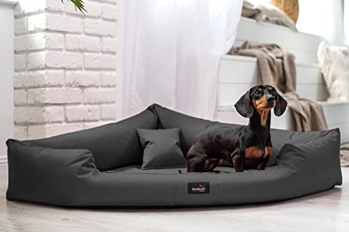 tierlando® Trivia | Orthopädisches Hundebett Robustes Polyester Visco Eckbett Eckhundebett Gr. L 100cm Graphit von tierlando