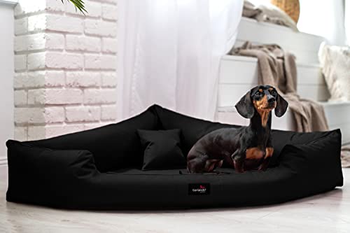 tierlando® Trivia | Orthopädisches Hundebett Robustes Polyester Visco Eckbett Eckhundebett Gr. M 80cm Schwarz von tierlando