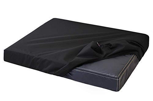 tierlando® Original Quick-Cover® Basic Uni Matratzenschoner 4-eckig Schonbezug Spannbettlaken Polyester - für Hundebett | Hundematratze | Hundematte | Hundesofa (H5 | 120x90x13-15 cm, 03 Schwarz) von tierlando