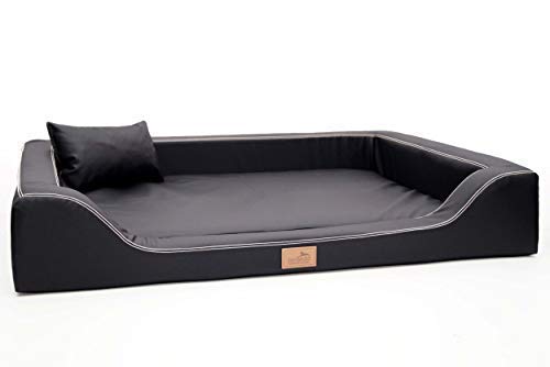 tierlando® Orthopädisches Hundebett Melody Latex Kunstleder Anti-Haar (MDY3-LL | 85x60 cm (Innen 70x45 cm), 03 | Schwarz) von tierlando