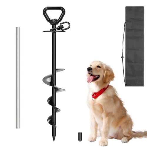 Robuster Hunde-Auslaufpfahl, 360° drehbar, Spiralanker aus Metall für den Hof, geeignet für große Hunde bis zu 68 kg, für Outdoor-Camping von tinnmao