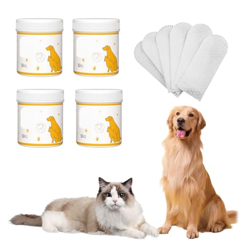 200 Blatt praktischer Ohrreiniger Hund,Ohrenreinigungstücher für Hunde,Ohrenreiniger Tücher für Hunde & Katzen,Wird zum Reinigen von Ohren, Ohrpflege Fingerpads,Zähnen usw. von Haustieren verwendet. von tintoke