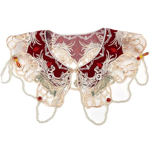 Besticktes Blumenhalsband für Damen, Hanfu-Halsband, Nieten, Blumenschal, dekorativer chinesischer Hanfu-Halsband, besticktes Halsband für Katzen von tixoacke