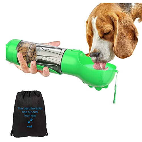 Hunde-Wasserflasche zum Spazierengehen (grün, 300 ml) Tragbare Hunde-Wasser-Flaschen, Wasserflaschen für Hunde, mit Hunde-Wassernapf und Kotbeutelspender + Hundetasche von togo pets