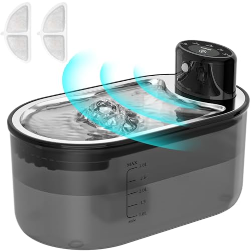 TOMXCUTE 3,0 l Katzenbrunnen mit Bewegungsmelder, 5000mAh Akku Batteriebetrieben Katzentrinkbrunnen Ohne Strom Kabelloser Trinkbrunnen Für Katze, Wasserschale aus Edelstahl mit Filter, Schwarz TOMXCUTE 3,0 l Katzenbrunnen mit Bewegungsmelder, 5000mAh Akku Batteriebetrieben Katzentrinkbrunnen Ohne Strom Kabelloser Trinkbrunnen Für Katze, Wasserschale aus Edelstahl mit Filter, Schwarz von tomxcute
