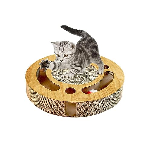 Katzenkratzbaum rund,Interaktive Kratzmatte für den Katzenboden mit Kugelbahn - Haustierkatzenzubehör für kleine, große und mittelgroße Katzen zum Krallenschleifen, Spielen, Schlafen und Tongfeng von tongfeng
