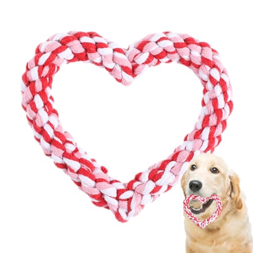 tongfeng Herz-Seil-Hundespielzeug,Hunde-Herz-Seil-Spielzeug - Kauspielzeug für Hunde - Valentine Hundeseilspielzeug, herzförmiges Haustier-Kauspielzeug für kleine mittelgroße Hunde, Zahnen und von tongfeng