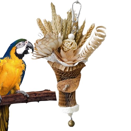 tongfeng Spielzeug zum Zerkleinern von Vögeln, Spielzeug zum Kauen von Vögeln,Weizenohr-Bouquet-Design, natürliches Papageien-Kauspielzeug | Beiß- und Kauspielzeug für Vögel, Zubehör zum Aufhängen im von tongfeng