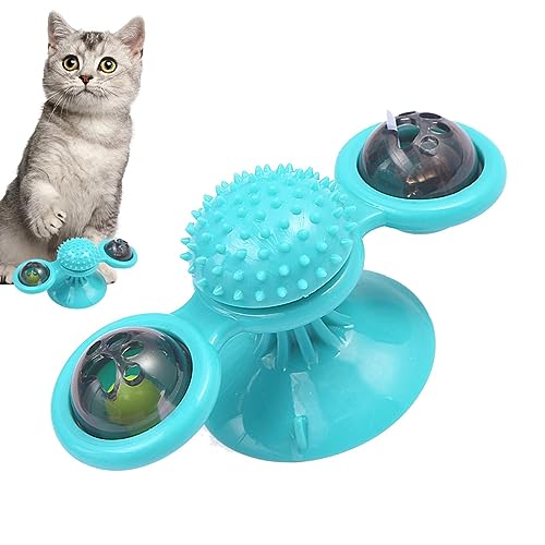 tongfeng Windmühlen-Katzenspielzeug | Rotierendes Kratzspielzeug für Katzen mit Saugnapf | Wandmontierter Katzen-Spinner, Übungsspielzeug für kleine, mittelgroße und große Katzen, Kätzchen von tongfeng