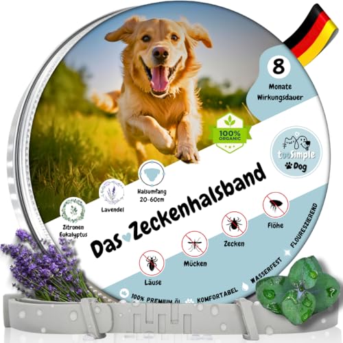 tooSimple Das Zeckenhalsband für Hunde 100% Pflanzliches Premium Öl Wirkungsvoller Schutz gegen Zecken Flöhe Mücken Läuse Ungeziefer - 8 Monate Wirkungsdauer von tooSimple