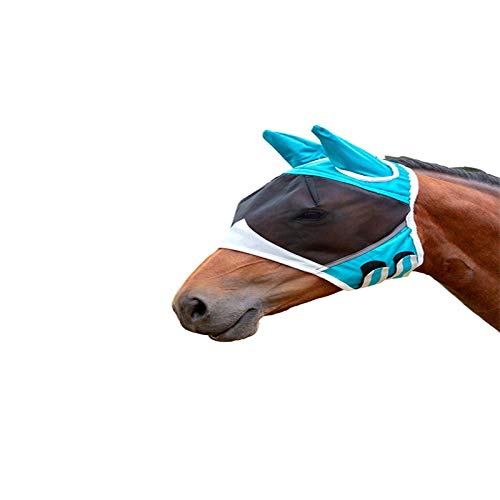 Pferde Fliegenmasken Atmungsaktive Pferdemaske Anti Mücken Pferde Maske Durchscheinende Maske mit Ohren Pony für Pferd von tooloflife