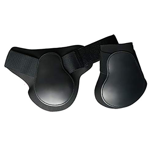 tooloflife Pferde-Sportstiefel, PU, verstellbare Pferdesehnen-Bandage, sicherer Beinschutz, Reitausrüstung für Springen, Reiten, Events, Dressur, 2 Stück, Hinterbein, schwarz, extra groß von tooloflife