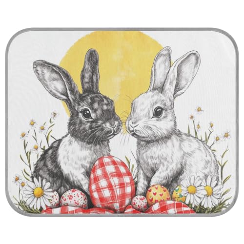 Buffalo Plaid Bunny Hasen Happy Easter_ Sommer-Hunde-Kühldecken für große, selbstkühlende Decke für Katzen, gemütliches Schlafen, wasserdicht, Mantas frías para Perros M von tplaotee
