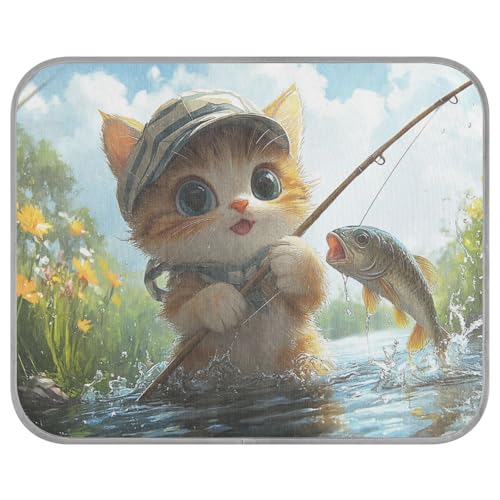 Cartoon-Katzen-Kühlmatte für Hunde, selbstkühlend, für den Sommer, für den Außenbereich, niedliches Cama Fria Para, Perro, M von tplaotee