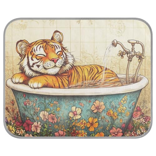 Funny Tigers Vintage Badewanne Sommer Kühlkissen für Hunde, große selbstkühlende Katzendecken für Katzen, Reiseutensilien, Manta refrescante para perro M von tplaotee