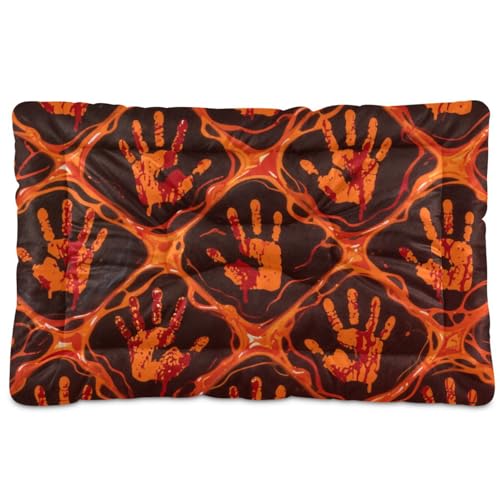 Halloween Bloody Hands Hunde- und Katzenbett, waschbar, weich, rutschfest, für mittelgroße und große Hunde, 91,4 x 61 cm, Orange / Rot Halloween Bloody Hands Hunde- und Katzenbett, waschbar, weich, rutschfest, für mittelgroße und große Hunde, 91,4 x 61 cm, Orange / Rot von tplaotee