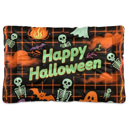 Halloween-Hundebett-Matte, waschbar, rutschfest, weich, bequem, für große, mittelgroße und kleine Hunde, 91,4 x 61 cm, Schwarz von tplaotee