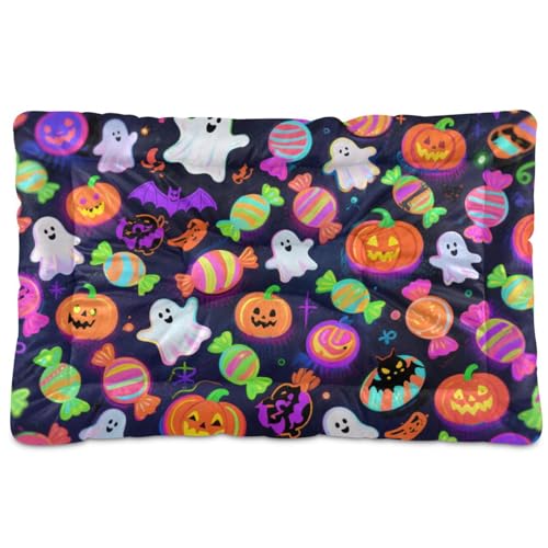 Happy Halloween Bunte Candy Ghosts Hundebett-Matte, rutschfest, weich, bequem, für mittelgroße und große Hunde, 91,4 x 61 cm Happy Halloween Bunte Candy Ghosts Hundebett-Matte, rutschfest, weich, bequem, für mittelgroße und große Hunde, 91,4 x 61 cm von tplaotee