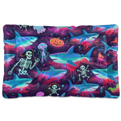 Happy Halloween Hundebett, waschbar, weich, bequem, rutschfeste Unterseite, für mittelgroße und große Hunde, 91,4 x 61 cm, Blau Happy Halloween Hundebett, waschbar, weich, bequem, rutschfeste Unterseite, für mittelgroße und große Hunde, 91,4 x 61 cm, Blau von tplaotee