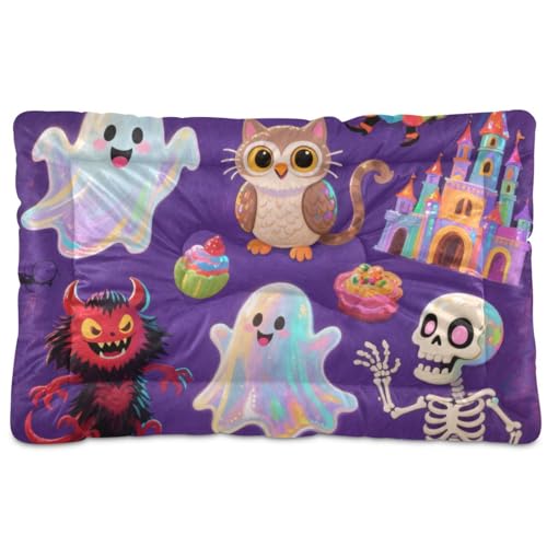 Haustier-Schlafmatte, waschbar, Halloween-Kürbis, rutschfest, weich, bequem, für große Jumbo, mittelgroße und kleine Hunde, 91,4 x 61 cm, Orange von tplaotee