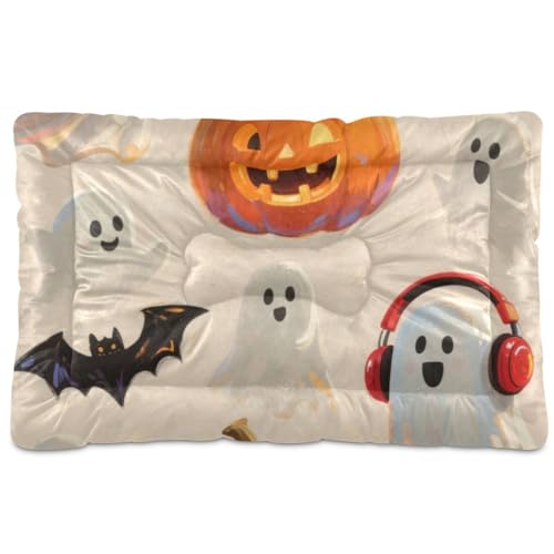 Haustierbett-Matte mit Halloween-Kürbis, waschbar, weich, bequem, rutschfeste Unterseite, Haustiermatte für große, mittelgroße und kleine Hunde, 91,4 x 61 cm, Orange Haustierbett-Matte mit Halloween-Kürbis, waschbar, weich, bequem, rutschfeste Unterseite, Haustiermatte für große, mittelgroße und kleine Hunde, 91,4 x 61 cm, Orange von tplaotee