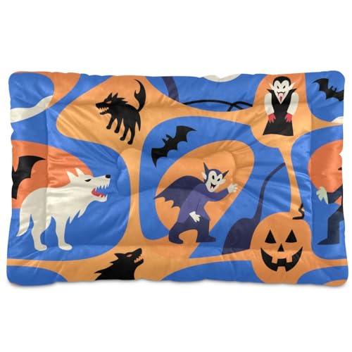 Haustiermatratze mit Halloween-Motiv, waschbar, weich, bequem, rutschfeste Unterseite, Haustierbett für große, mittelgroße und kleine Hunde, 91,4 x 61 cm, Orange Haustiermatratze mit Halloween-Motiv, waschbar, weich, bequem, rutschfeste Unterseite, Haustierbett für große, mittelgroße und kleine Hunde, 91,4 x 61 cm, Orange von tplaotee