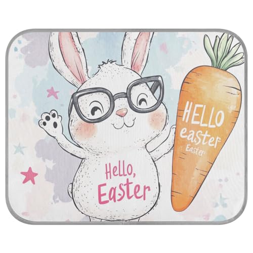 Hello Easter Cartoon Kühlkissen für den Sommer, Motiv: weißer Hase, Orange, Karotte, selbstkühlendes Katzenbett für draußen, für Kaninchen, Hunde, draußen, niedlicher Manta Fria para Perros M von tplaotee
