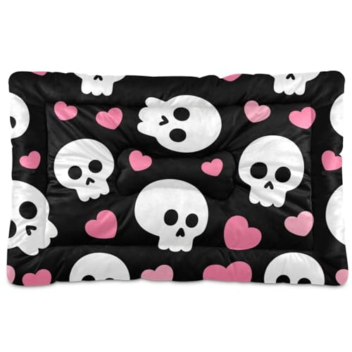 Hunde- und Katzenbett mit Halloween-Motiv, waschbar, rutschfest, weich, bequem, für mittelgroße und große Hunde, 91,4 x 61 cm, Weiß Hunde- und Katzenbett mit Halloween-Motiv, waschbar, rutschfest, weich, bequem, für mittelgroße und große Hunde, 91,4 x 61 cm, Weiß von tplaotee