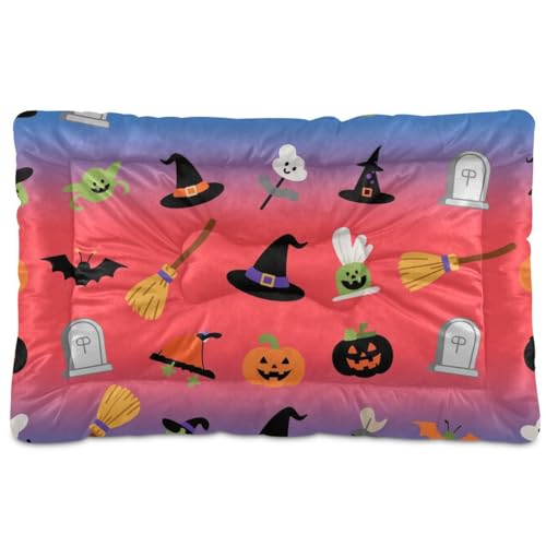 Hunde- und Katzenbett mit Halloween-Motiv, waschbar, weich, rutschfest, für mittelgroße und große Hunde, 91,4 x 61 cm, Orange Hunde- und Katzenbett mit Halloween-Motiv, waschbar, weich, rutschfest, für mittelgroße und große Hunde, 91,4 x 61 cm, Orange von tplaotee