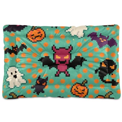 Hundebett-Matte für Halloween, waschbar, weich, rutschfest, für große, mittelgroße und kleine Hunde, 91,4 x 61 cm, Orange mit Punkten von tplaotee