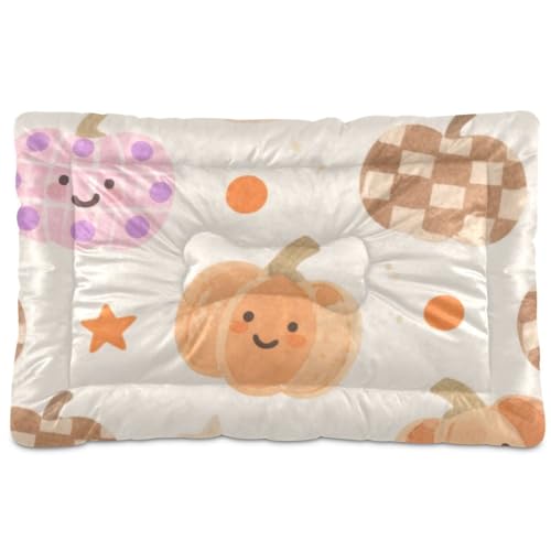 Hundebett mit niedlichem braunem Cartoon-Halloween-Kürbis, waschbar, rutschfest, weich, bequem, Hunde- und Katzenbett für große, mittelgroße und kleine Hunde, 91,4 x 61 cm Hundebett mit niedlichem braunem Cartoon-Halloween-Kürbis, waschbar, rutschfest, weich, bequem, Hunde- und Katzenbett für große, mittelgroße und kleine Hunde, 91,4 x 61 cm von tplaotee