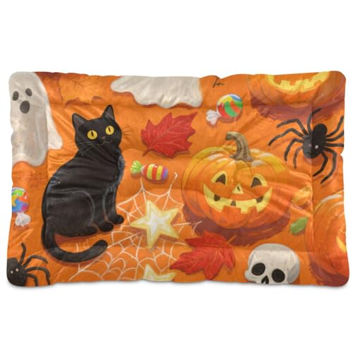 Hundebettmatte mit Halloween-Kürbismotiv, weich, bequem, rutschfeste Unterseite, für große Jumbo, mittelgroße und kleine Hunde, 91,4 x 61 cm, Orange Hundebettmatte mit Halloween-Kürbismotiv, weich, bequem, rutschfeste Unterseite, für große Jumbo, mittelgroße und kleine Hunde, 91,4 x 61 cm, Orange von tplaotee