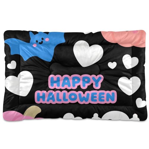 Hundematratze, Motiv: Halloween, Herz, Kürbis, waschbar, weich, bequem, rutschfeste Unterseite, für mittelgroße und große Hunde, 91,4 x 61 cm, Schwarz / Rosa Hundematratze, Motiv: Halloween, Herz, Kürbis, waschbar, weich, bequem, rutschfeste Unterseite, für mittelgroße und große Hunde, 91,4 x 61 cm, Schwarz / Rosa von tplaotee
