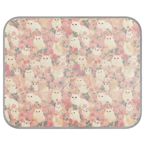 Kühlendes Haustierbett mit Cartoon-Motiv, niedliches rosa Kätzchen, Sommer, selbstkühlend, waschbar, für Welpen, Outdoor, Haustier, waschbar, Mantas frías para Perros M von tplaotee