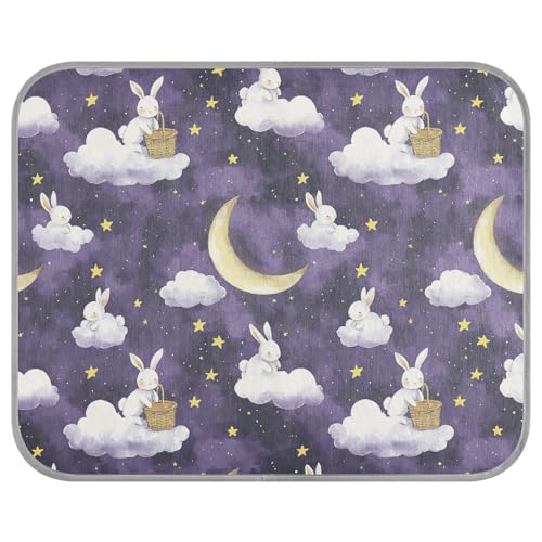 Kühlendes Hundebett, Motiv: violette Wolken, Kaninchen, Mond, Sommer, selbstkühlendes Kissen für Katzen, Tiere, Hunde, draußen, tragbares Klebeband, Größe M von tplaotee