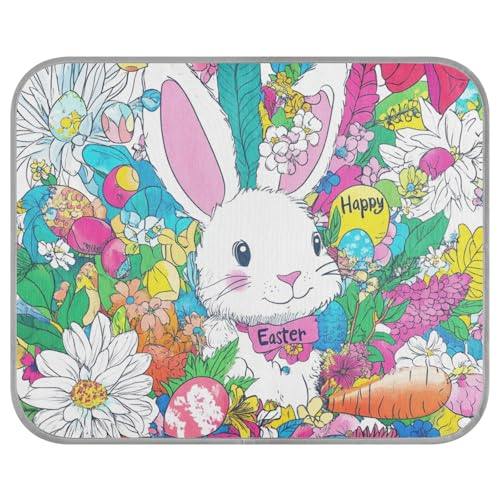 Kühlmatte für den Sommer, Motiv: Happy Easter Bunny Karotten und Blumen, selbstkühlende Katzenmatte für Katzen, Hunde, draußen, Camas Frias Para, Perros, M von tplaotee