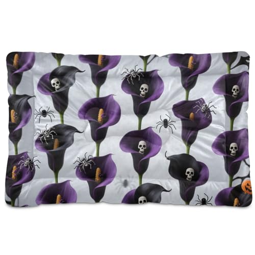 Violette Calla-Lilien für Halloween, waschbar, rutschfest, weich, bequem, Katzenhütte, für mittelgroße und große Hunde, 91,4 x 61 cm von tplaotee