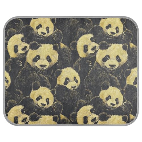 tplaotee Cartoon-Hundehütte, niedliches Panda-Design, kühlend, selbstkühlend, für Hunde, Outdoor, Katze, tragbares Klebeband, Schwarz und Gold, Größe M von tplaotee