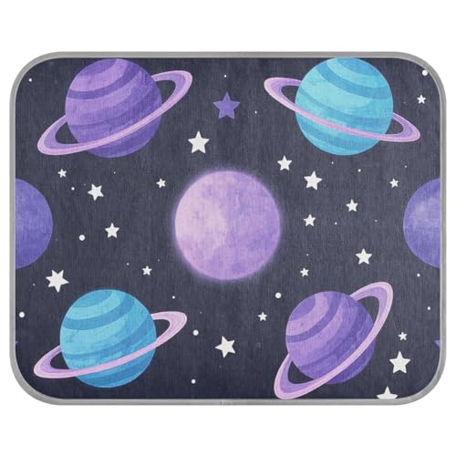 tplaotee Cartoon-Weltraumplanet, buntes Sommer-Kühlkissen für Katzen, selbstkühlende Matte für Hunde, Outdoor, für Kaninchen, gemütliches Schlafen, einzigartiges Klebeband für Perros M von tplaotee