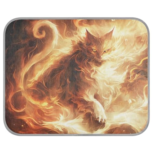 tplaotee Cat Giclée, leuchtende Flamme, Sommer-Kühlkissen für Katzen, selbstkühlendes Pad für Outdoor-Katzen für Katzen, Outdoor-Hunde, schnurlos, Camas Frias Para, Perros, M von tplaotee