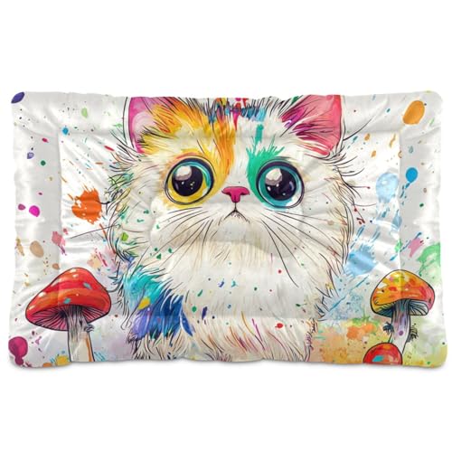 tplaotee Chic süße Katzen-Schlafmatratze, waschbar, weich, rutschfest, für mittelgroße und große Hunde, 91,4 x 61 cm von tplaotee