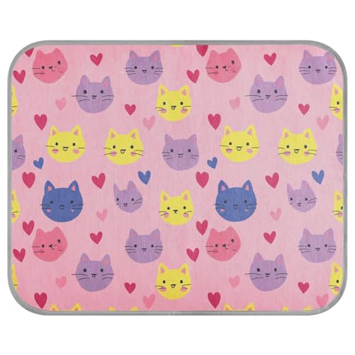 tplaotee Happy Valentine Cartoon-Katze, Herz, Sommer, kühlend, selbstkühlend, coole Haustierunterlage für Chihuahua, Hunde, Outdoor-Katzenzubehör, Manta Refrescante para perro M von tplaotee