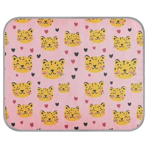 tplaotee Happy Valentine Cartoon-Leopardenmuster, kühlend, selbstkühlend, Outdoor-Katzenbett für Chihuahua, Outdoor, tragbar, Mantas frías para Perros M von tplaotee