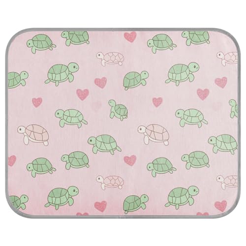 tplaotee Happy Valentine Cartoon Schildkröte Rosa Sommer Kühlbett für Hunde Selbstkühlende Hundedecken für große Hunde für Katzen Katzen Outdoor Nicht elektrisch Manta Refrescante para perro M von tplaotee
