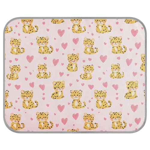 tplaotee Happy Valentine Kühlmatte für den Sommer, Cartoon-Leopardenmuster, selbstkühlende Decken für Outdoor-Katzen für Hunde, Outdoor-Katzen, faltbares Klebeband, Frio para Perros M von tplaotee