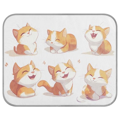 tplaotee Haustierbett im Anime-Stil, Cartoon, fröhliche Katze, Sommer, kühlend, für Hunde, selbstkühlend, für den Außenbereich, für Tiere, Innen, bequem, Mantas frías para Perros M von tplaotee